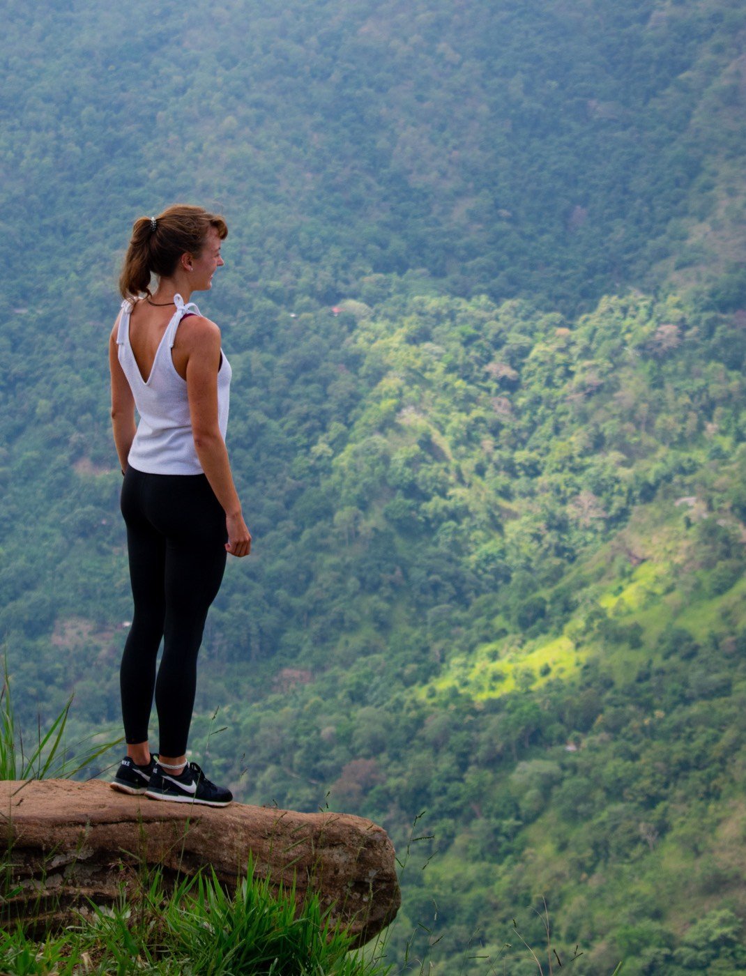 Hiker looking across Sri Lanka valley